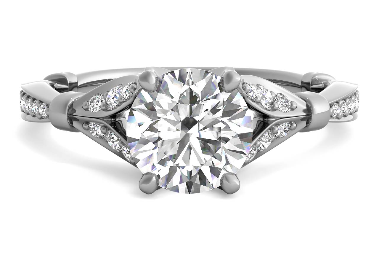 Geraldine Round Cut Lab Grown Diamond 18Kt White Gold Engagement Ring