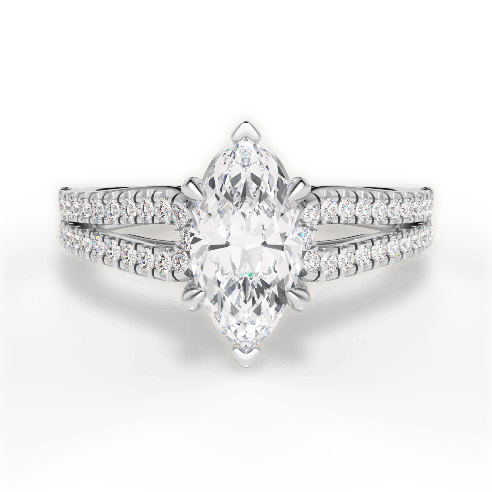 Jessica Marquise Cut Lab Grown Diamond 14Kt White Gold Engagement Ring