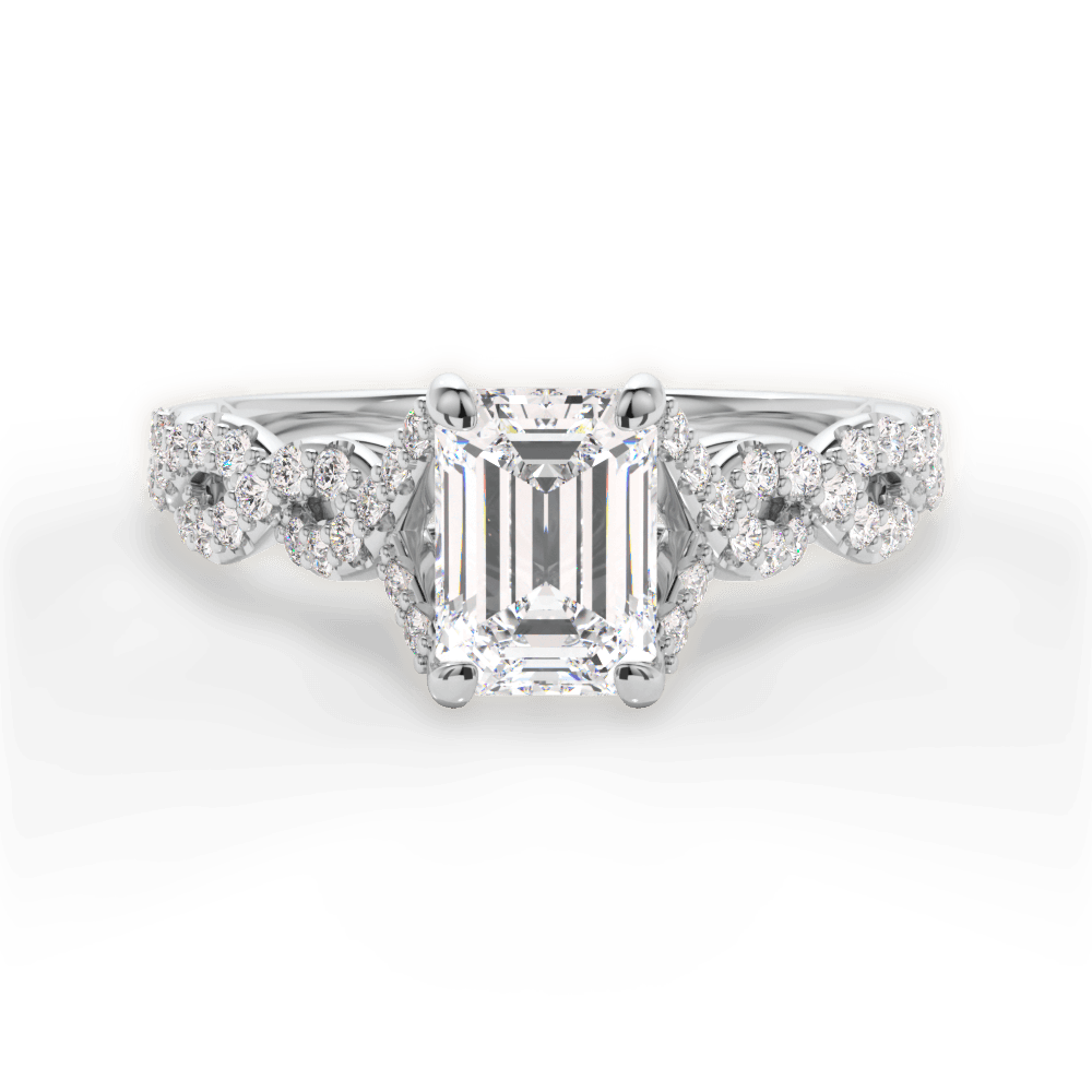 Justine Emerald Cut Lab Grown Diamond 18Kt White Gold Engagement Ring