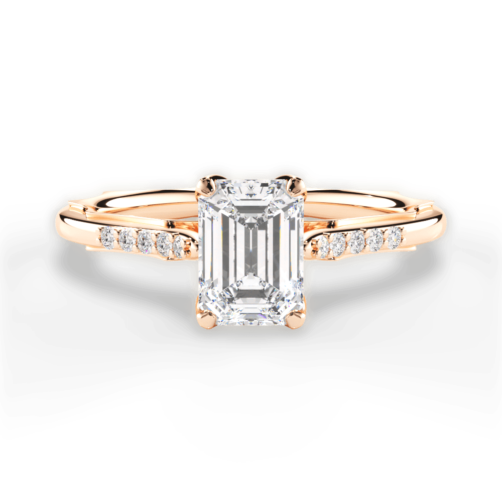 Christina Emerald Cut Lab Grown Diamond 18Kt Rose Gold Engagement Ring