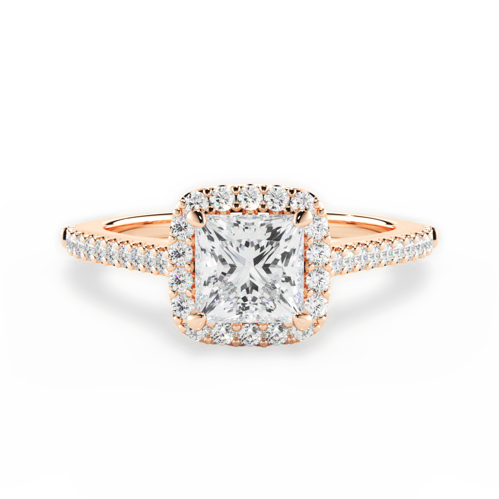 Jeanne Princess Cut Lab Grown Diamond 18Kt Rose Gold Engagement Ring