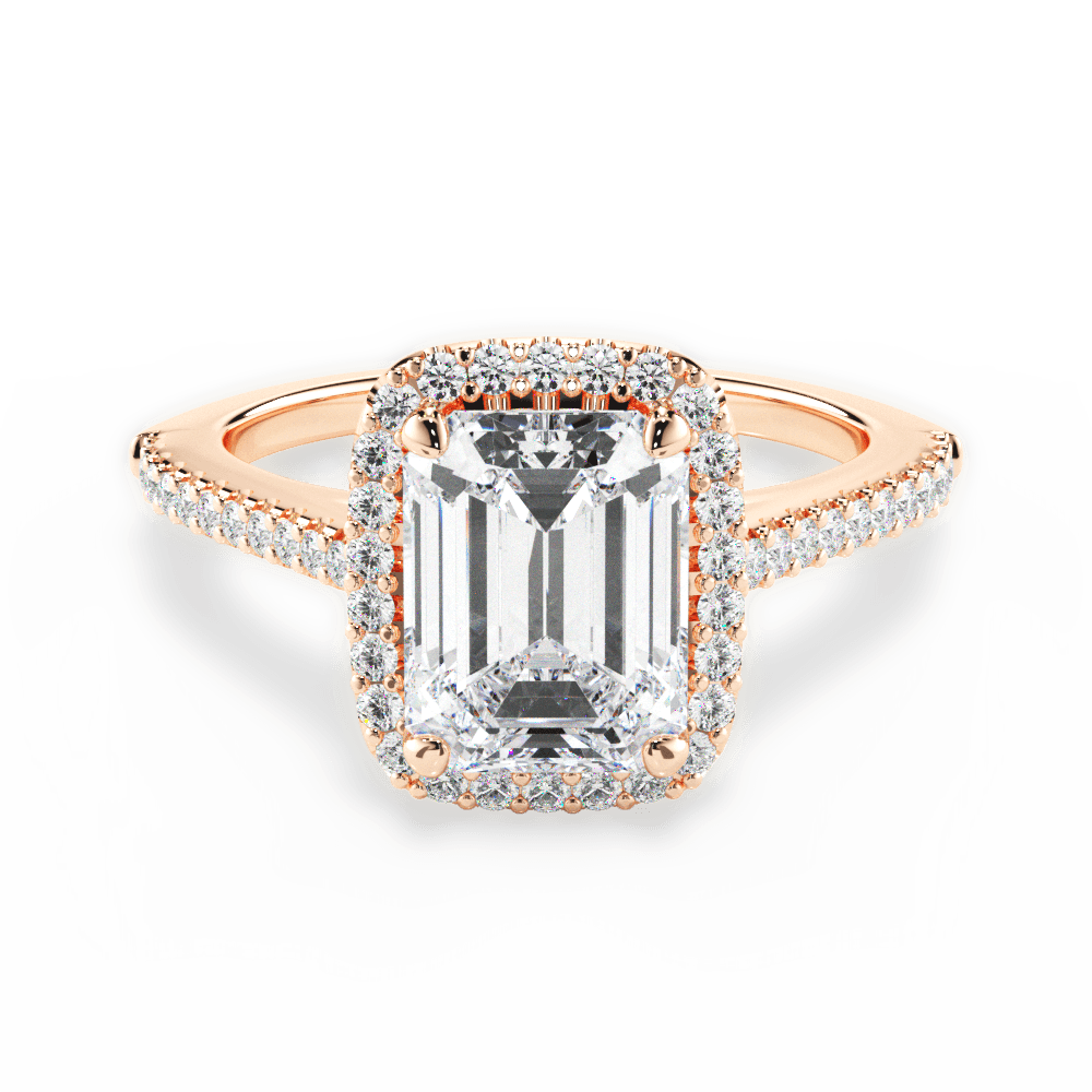 Jeanne Emerald Cut Lab Grown Diamond 18Kt Rose Gold Engagement Ring