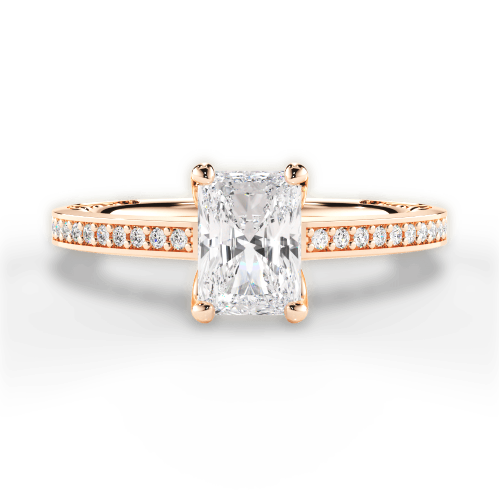 Donna Radiant Cut Lab Grown Diamond 18Kt Rose Gold Engagement Ring