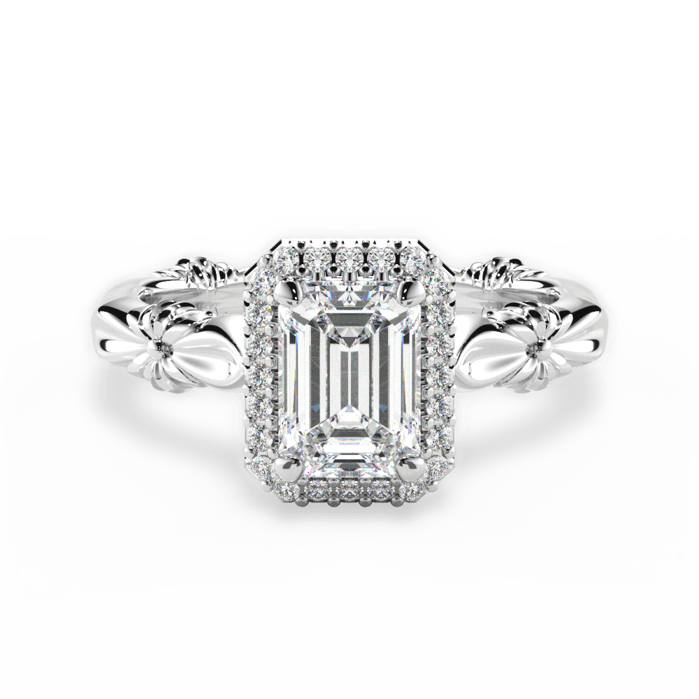 Erica Emerald Cut Lab Grown Diamond 18Kt White Gold Engagement Ring