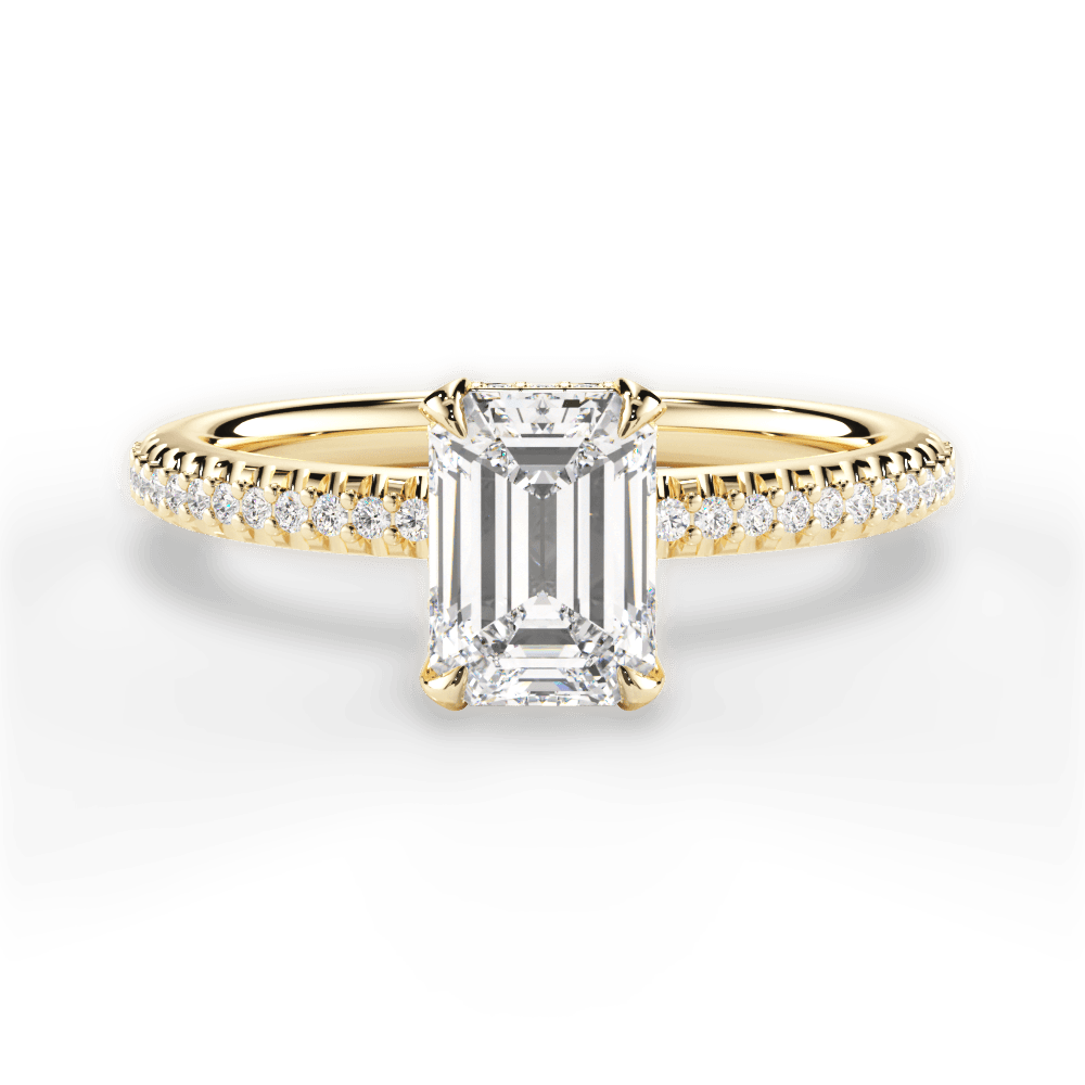 Helen Emerald Cut Lab Grown Diamond 18Kt Yellow Gold Engagement Ring