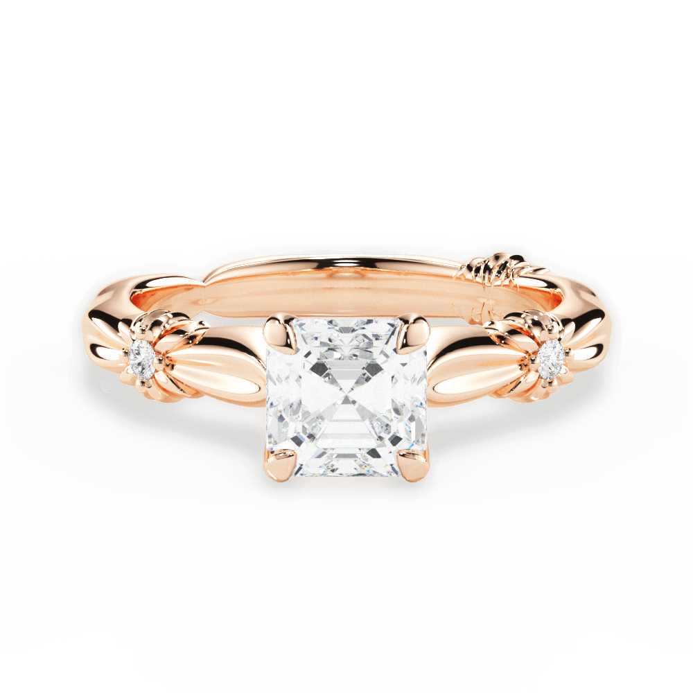 Claire Asscher Cut Lab Grown Diamond 18Kt Rose Gold Engagement Ring