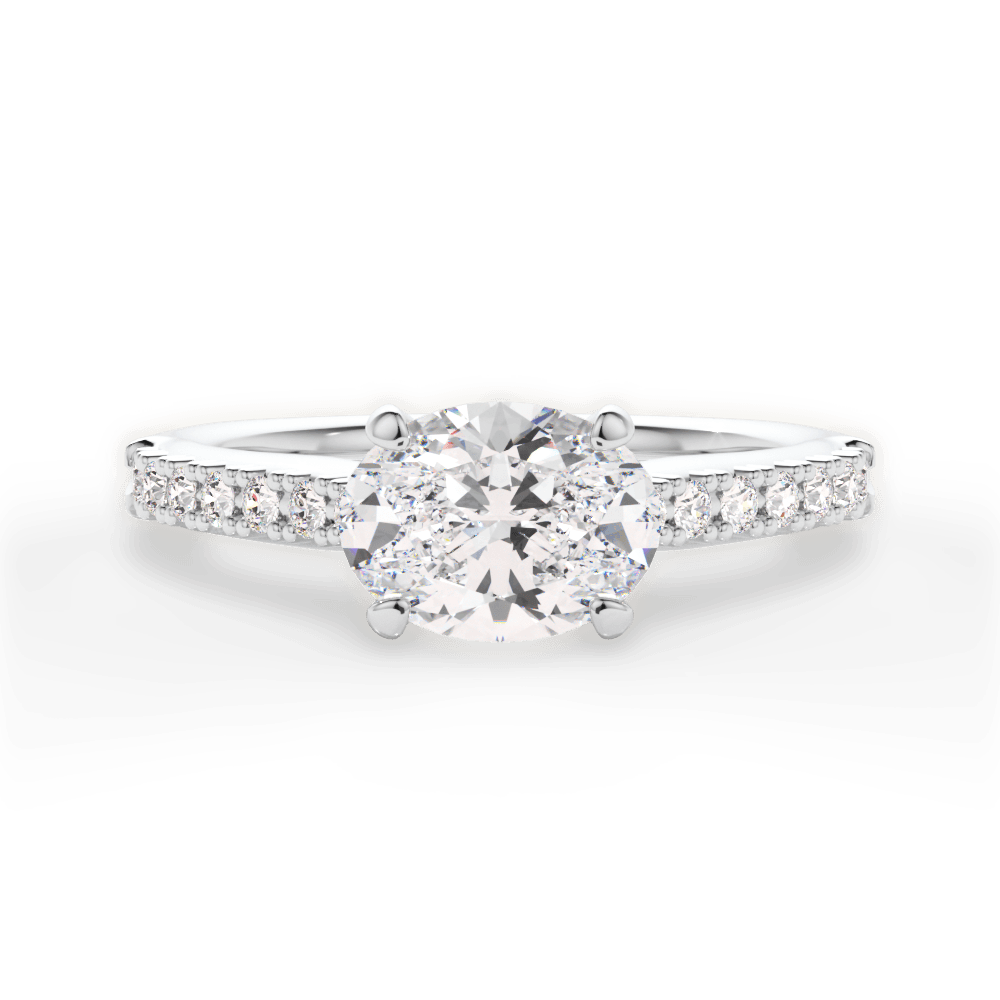Diane Oval Cut Lab Grown Diamond 14Kt White Gold Engagement Ring
