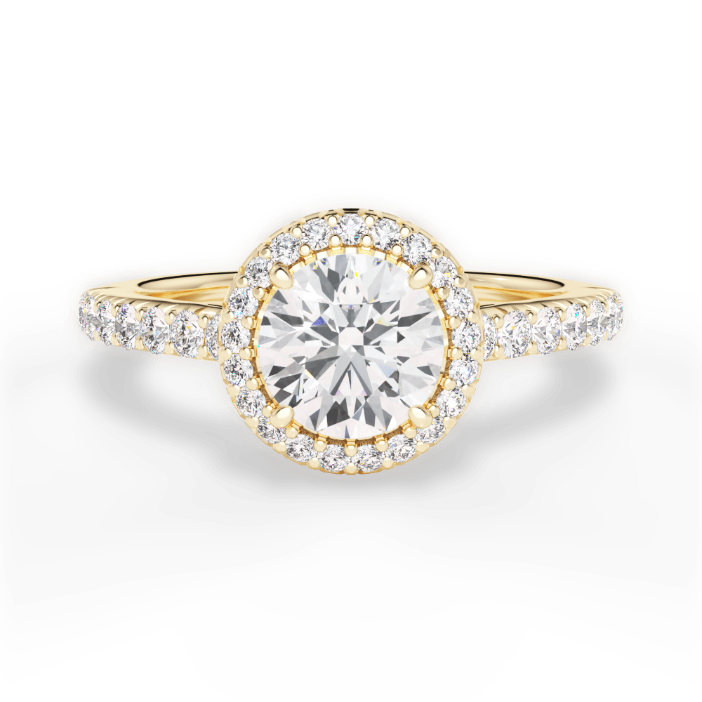 Kathleen Round Cut Lab Grown Diamond 18Kt Yellow Gold Engagement Ring