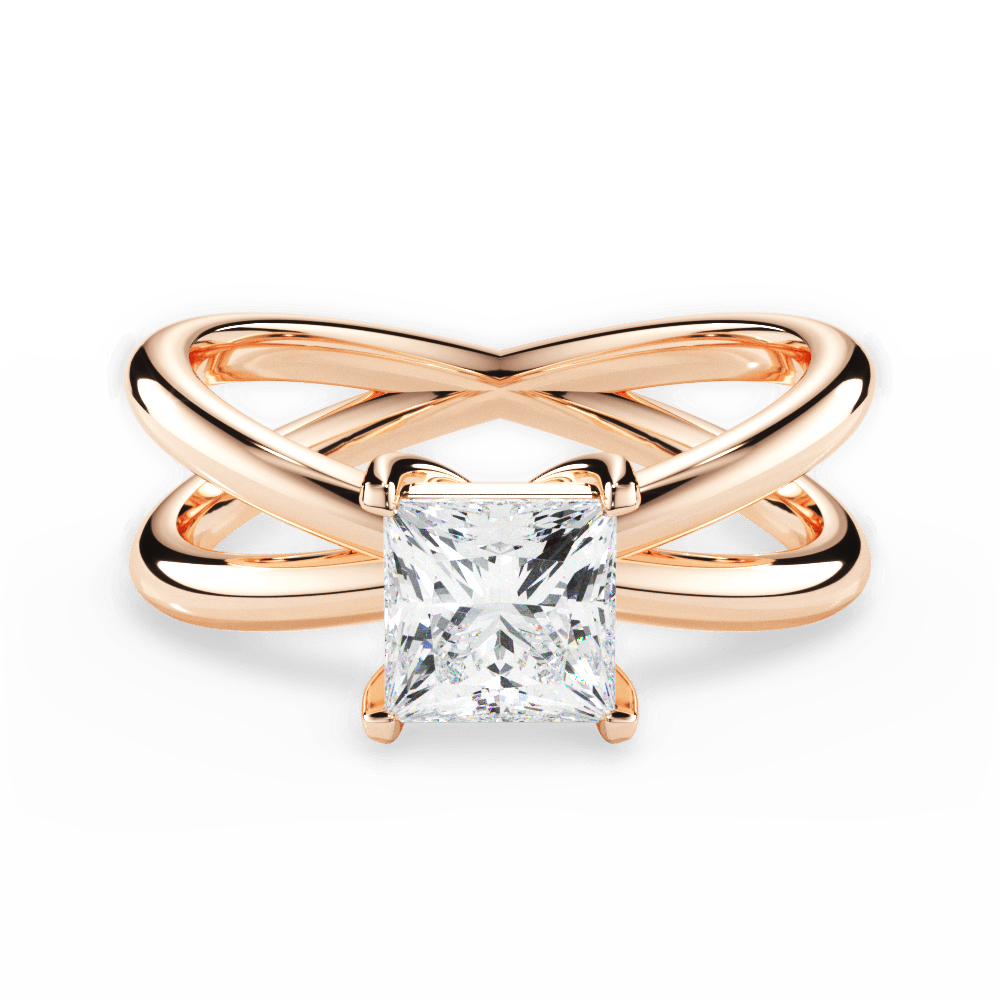 Ada Princess Cut Lab Grown Diamond 18Kt Rose Gold Engagement Ring