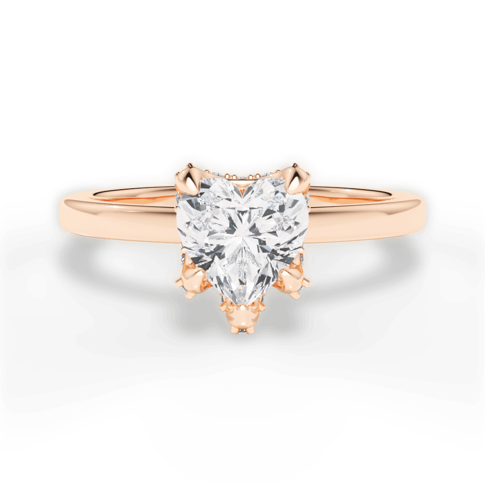 Gemma Heart Cut Lab Grown Diamond 18Kt Rose Gold Engagement Ring
