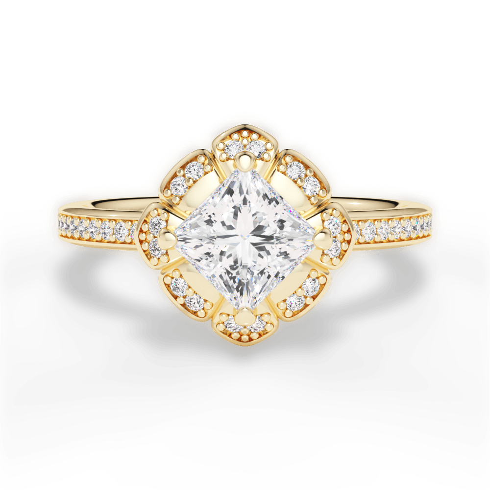 Hayley Princess Cut Lab Grown Diamond 18Kt Yellow Gold Engagement Ring