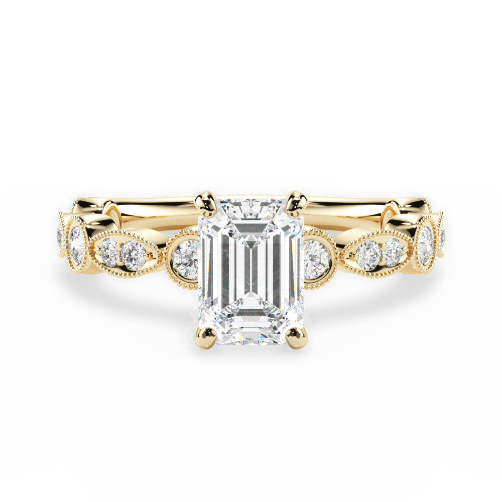 Edith Emerald Cut Lab Grown Diamond 18Kt Yellow Gold Engagement Ring