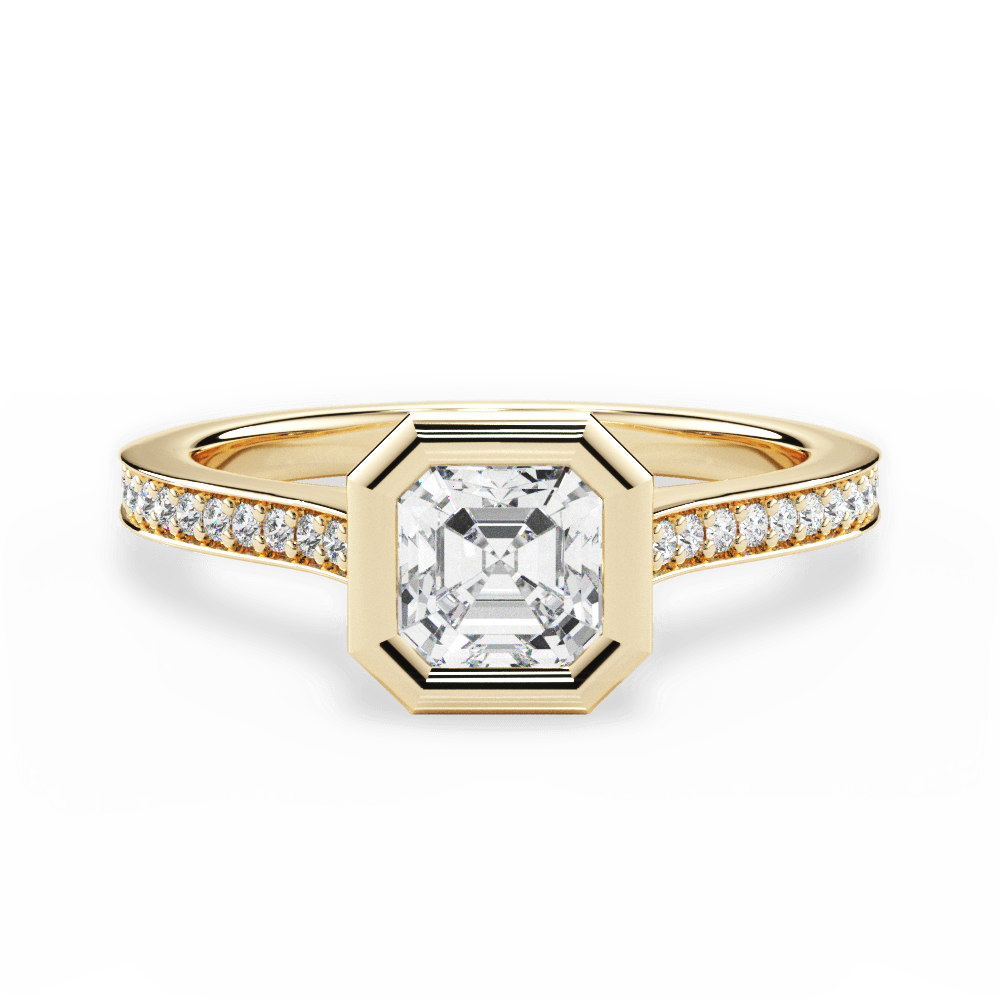 Deanna Asscher Cut Lab Grown Diamond 18Kt Yellow Gold Engagement Ring