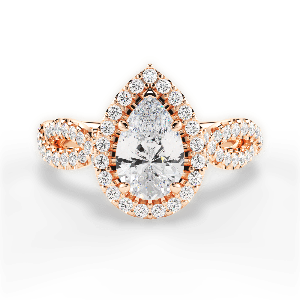 Latoya Pear Cut Lab Grown Diamond 18Kt Rose Gold Engagement Ring