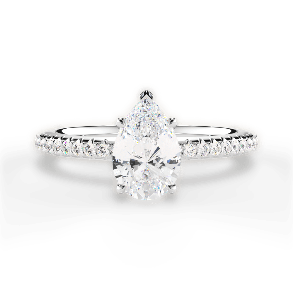 Giselle Pear Cut Lab Grown Diamond 18Kt White Gold Engagement Ring