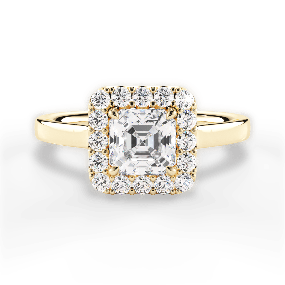 Fiona Asscher Cut Lab Grown Diamond 18Kt Yellow Gold Engagement Ring