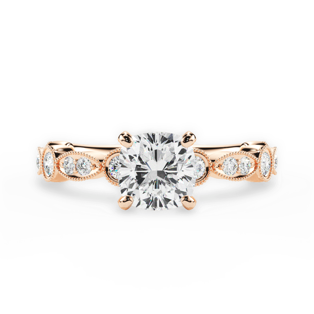 Edith Cushion Cut Lab Grown Diamond 18Kt Rose Gold Engagement Ring