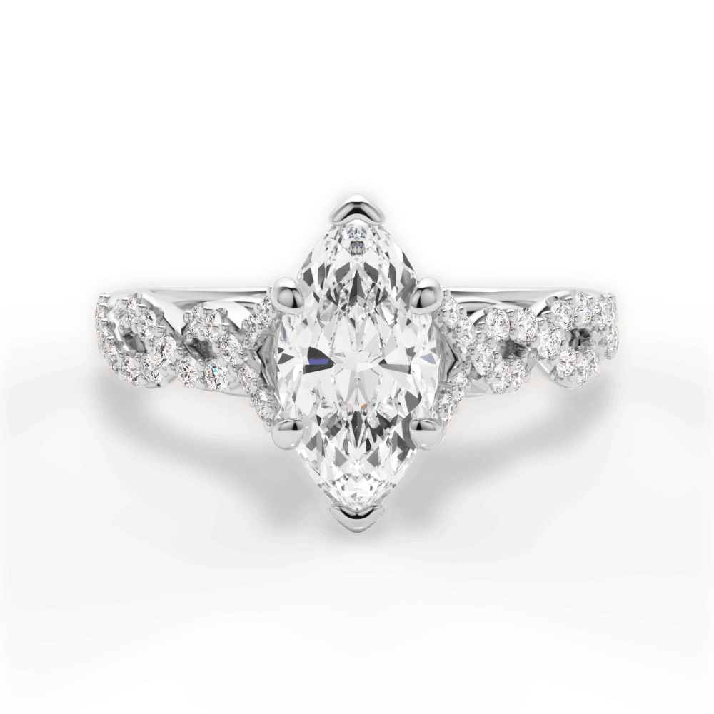Justine Marquise Cut Lab Grown Diamond Platinum Engagement Ring