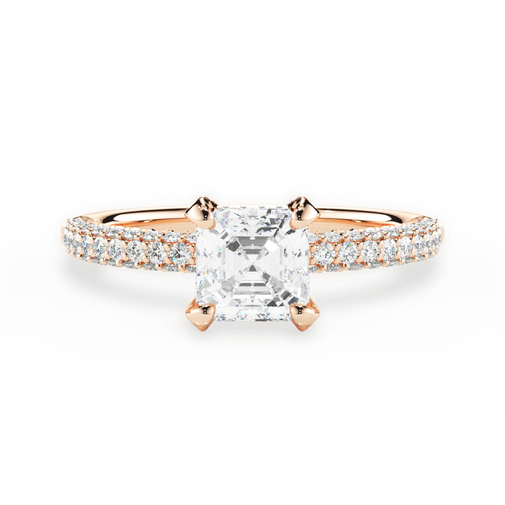 Lisa Asscher Cut Lab Grown Diamond 18Kt Rose Gold Engagement Ring