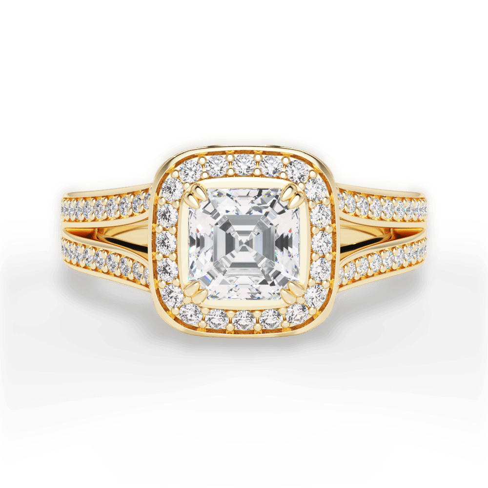 Mackenzie Asscher Cut Lab Grown Diamond 18Kt Yellow Gold Engagement Ring