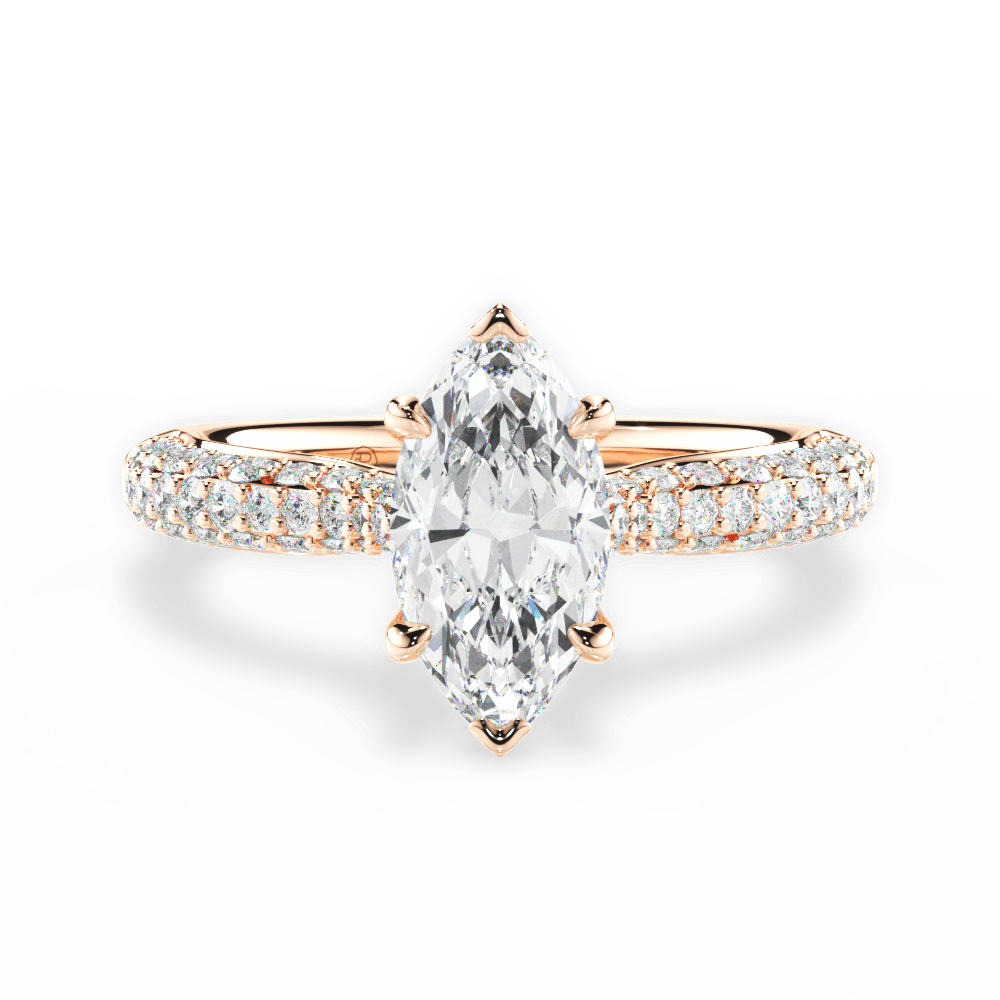 Kira Marquise Cut Lab Grown Diamond 18Kt Rose Gold Engagement Ring