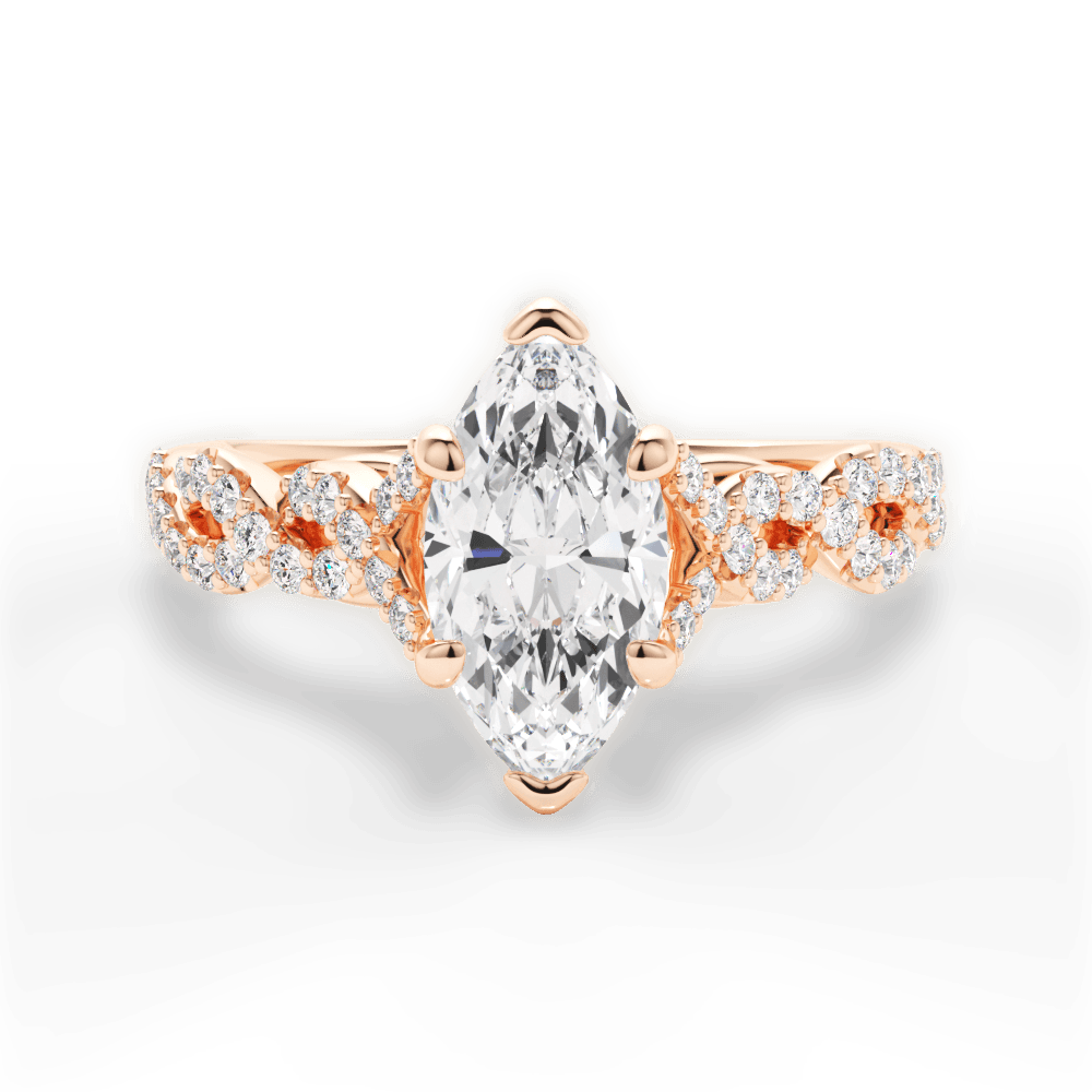 Justine Marquise Cut Lab Grown Diamond 18Kt Rose Gold Engagement Ring
