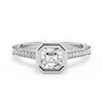 Deanna Asscher Cut Lab Grown Diamond 18Kt White Gold Engagement Ring