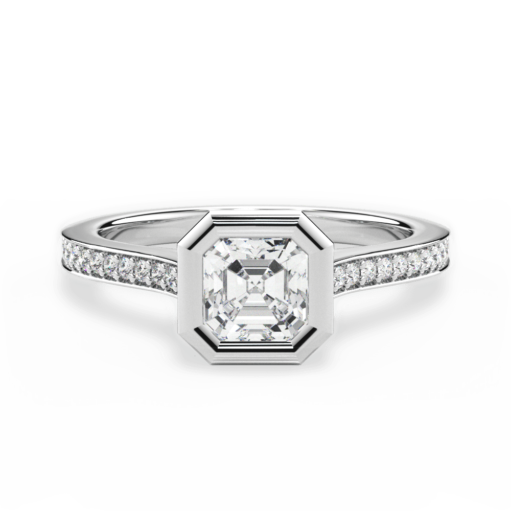 Deanna Asscher Cut Lab Grown Diamond Platinum Engagement Ring
