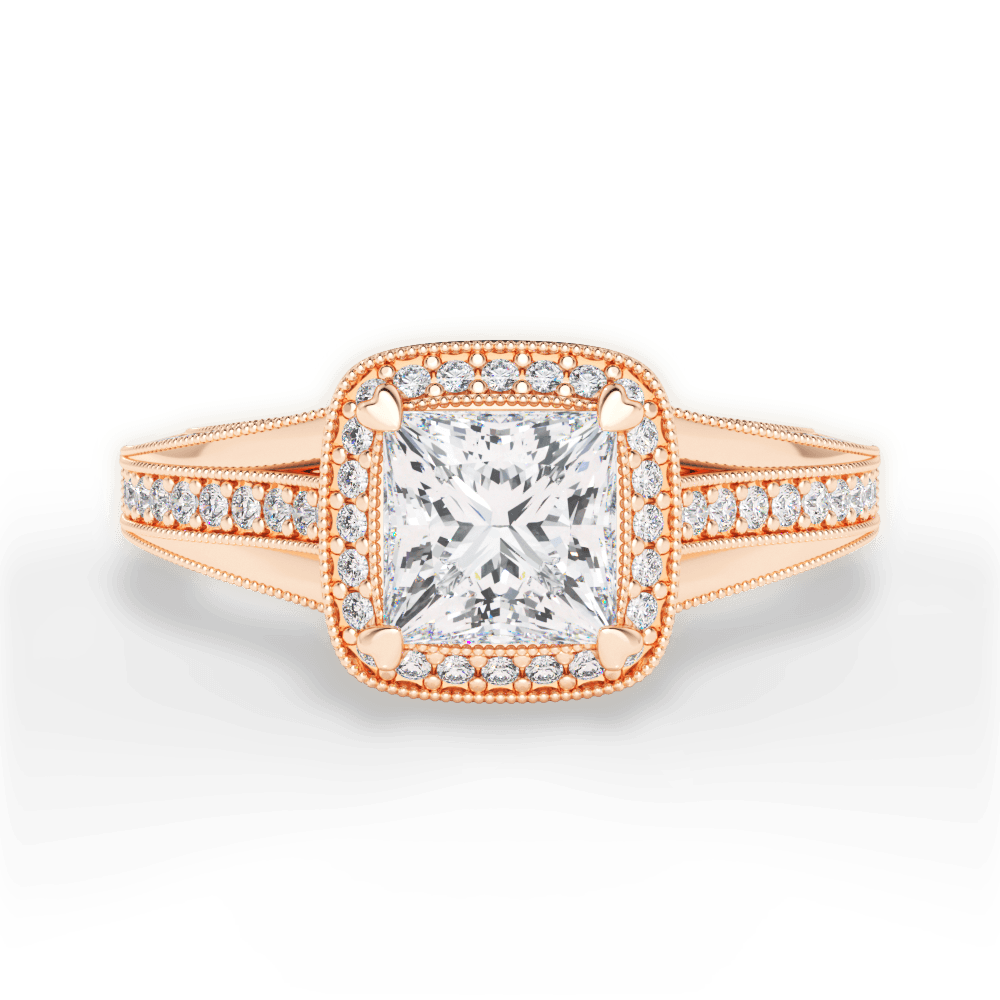 Lillian Princess Cut Lab Grown Diamond 18Kt Rose Gold Engagement Ring