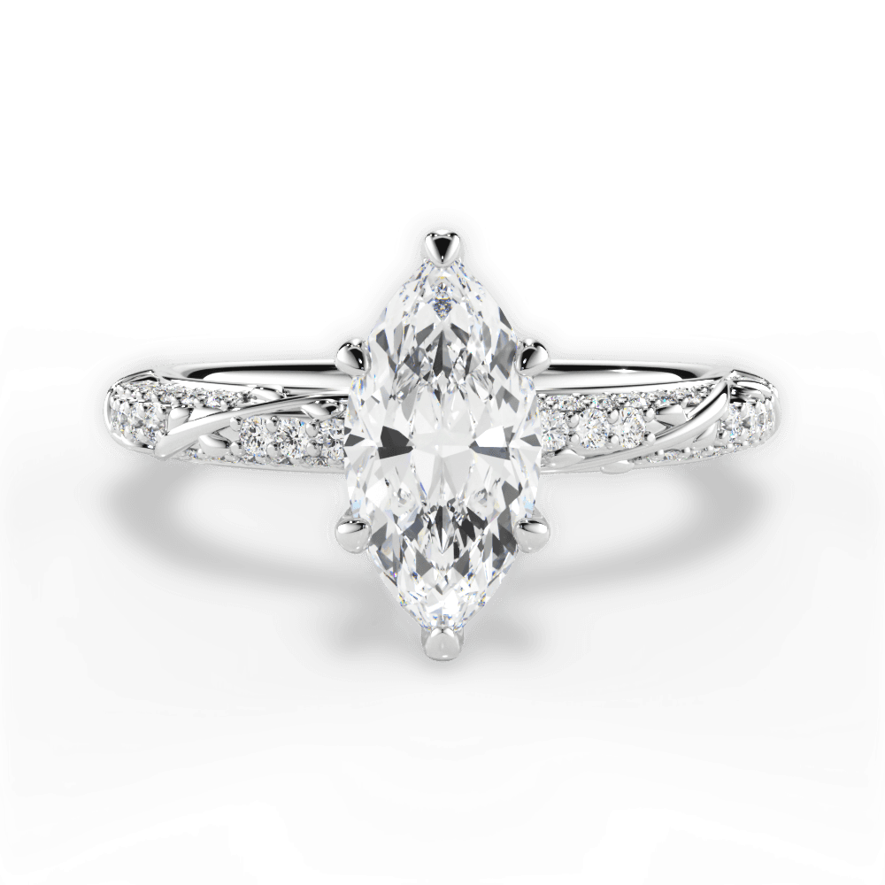 Gloria Marquise Cut Lab Grown Diamond 18Kt White Gold Engagement Ring