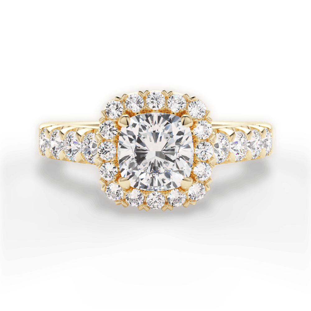 Lydia Cushion Cut Lab Grown Diamond 18Kt Yellow Gold Engagement Ring