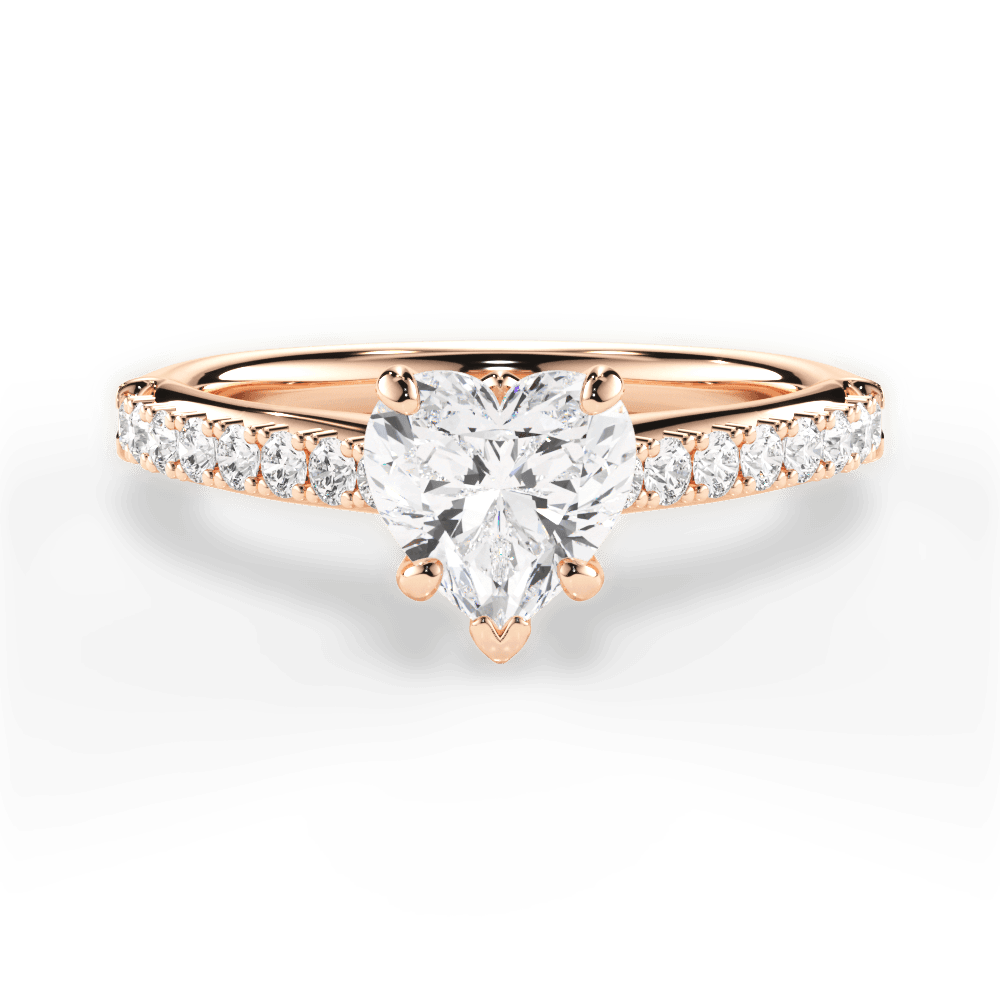 Elizabeth Heart Cut Lab Grown Diamond 18Kt Rose Gold Engagement Ring
