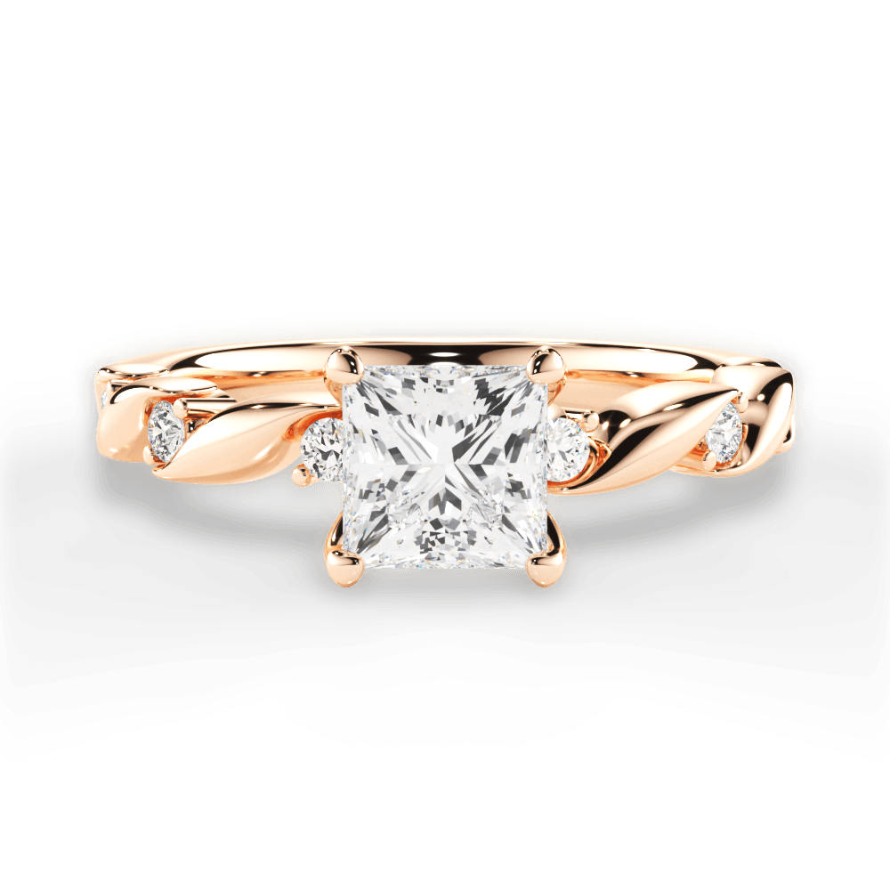 Emma Princess Cut Lab Grown Diamond 18Kt Rose Gold Engagement Ring