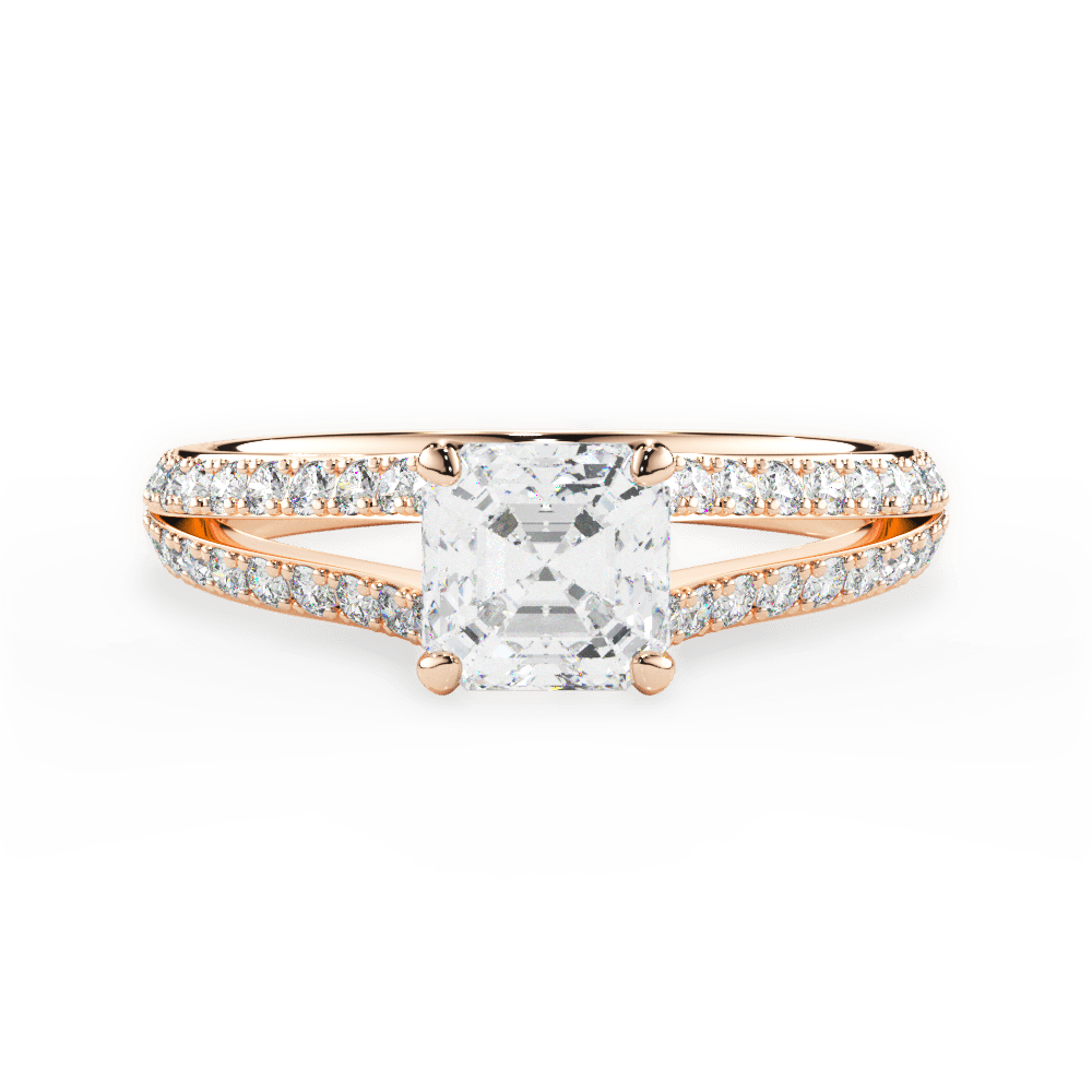 Kendra Asscher Cut Lab Grown Diamond 18Kt Rose Gold Engagement Ring