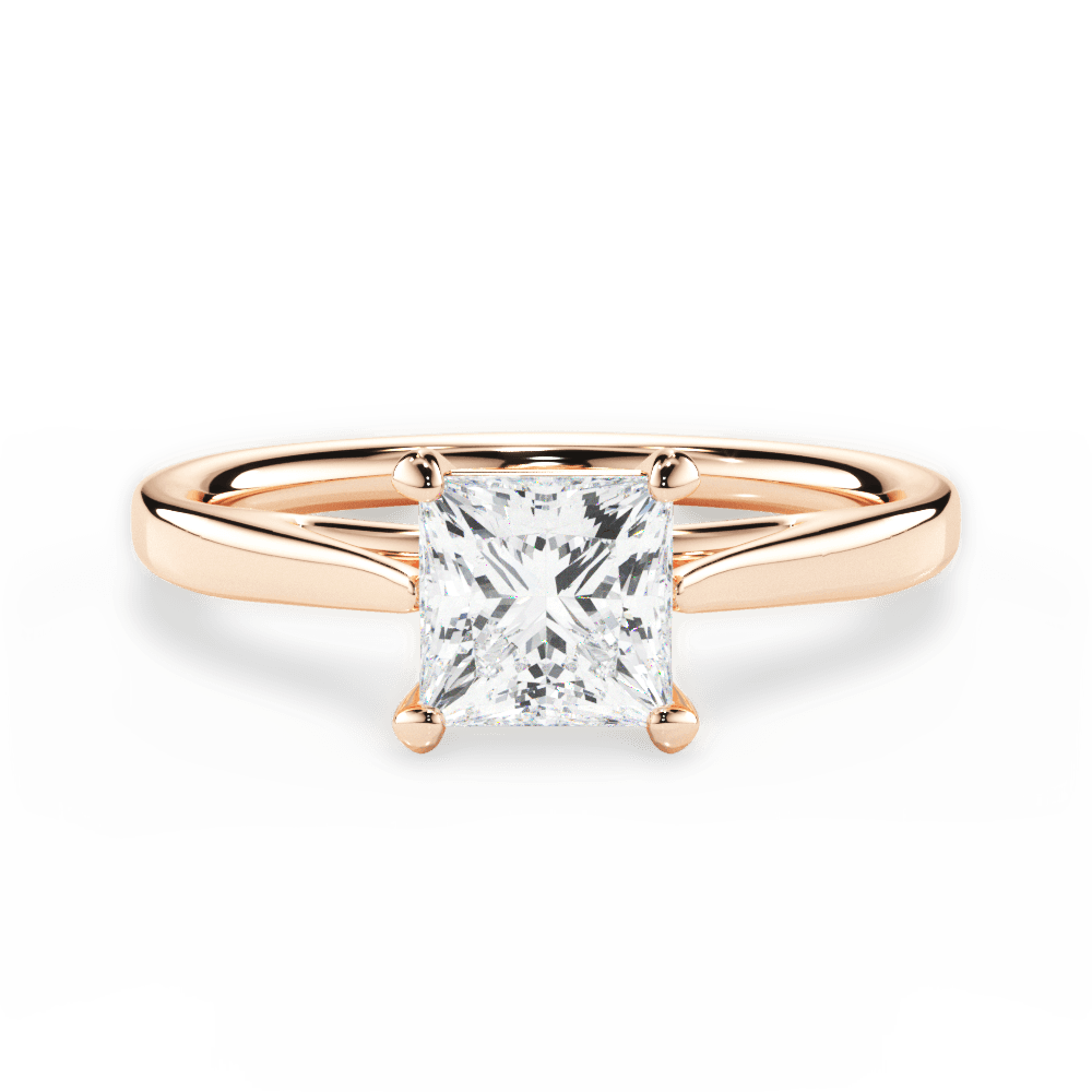 Angie Princess Cut Lab Grown Diamond 18Kt Rose Gold Engagement Ring