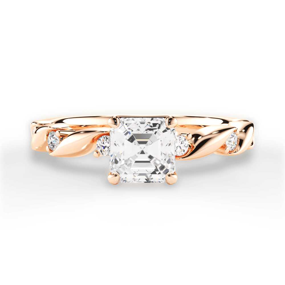 Emma Asscher Cut Lab Grown Diamond 18Kt Rose Gold Engagement Ring