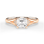 Isabel Asscher Cut Lab Grown Diamond 18Kt Rose Gold Engagement Ring