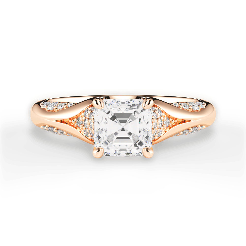 Isabel Asscher Cut Lab Grown Diamond 18Kt Rose Gold Engagement Ring