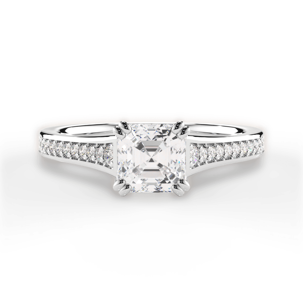 Delia Asscher Cut Lab Grown Diamond 14Kt White Gold Engagement Ring
