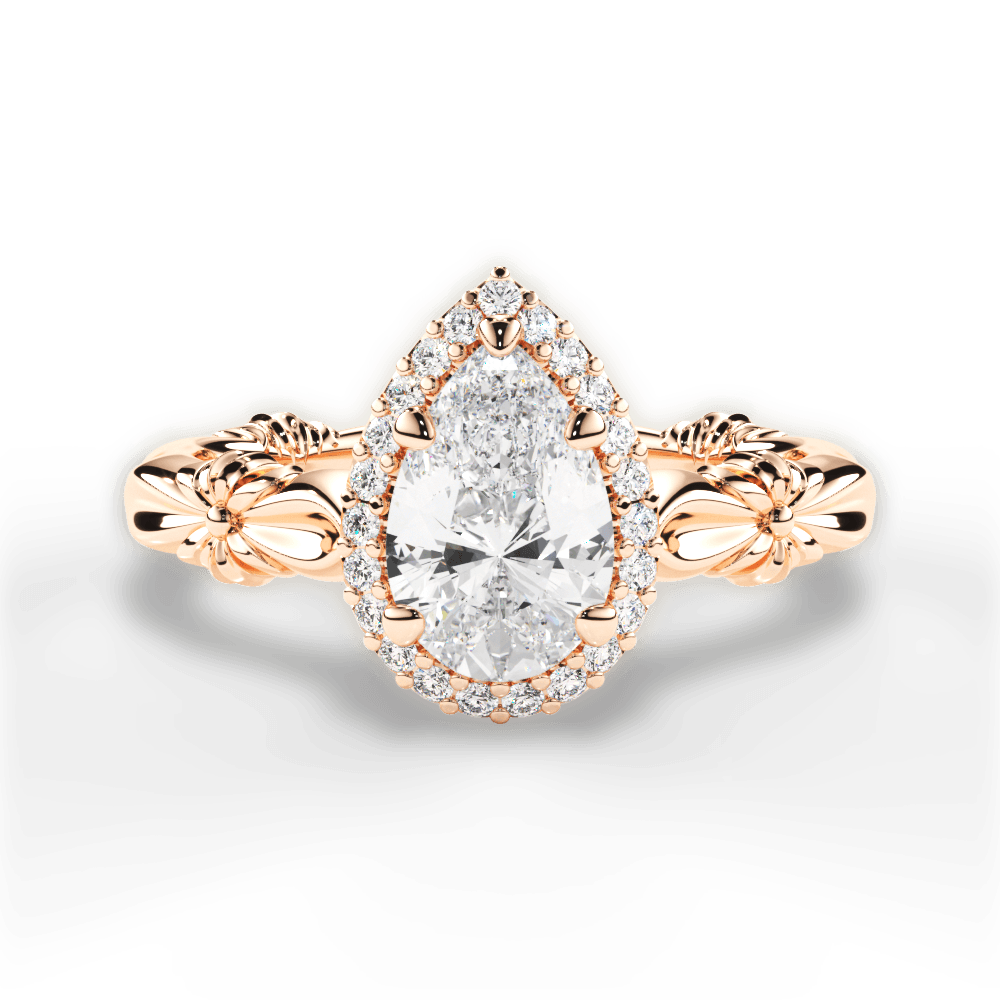 Erica Pear Cut Lab Grown Diamond 18Kt Rose Gold Engagement Ring