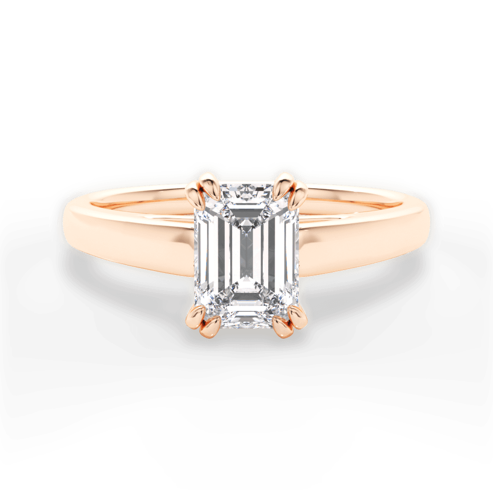 Courtney Emerald Cut Lab Grown Diamond 18Kt Rose Gold Engagement Ring