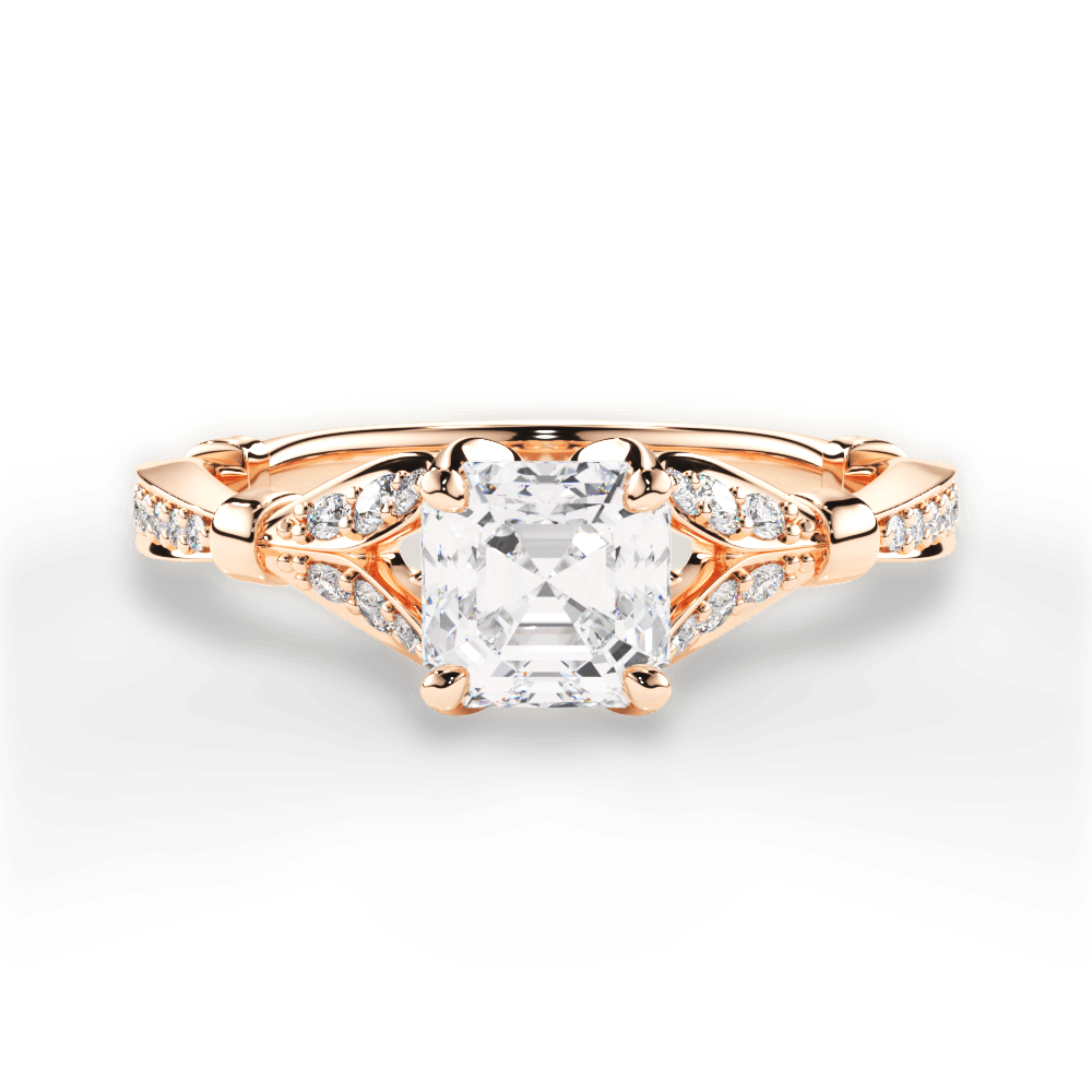 Geraldine Asscher Cut Lab Grown Diamond 18Kt Rose Gold Engagement Ring