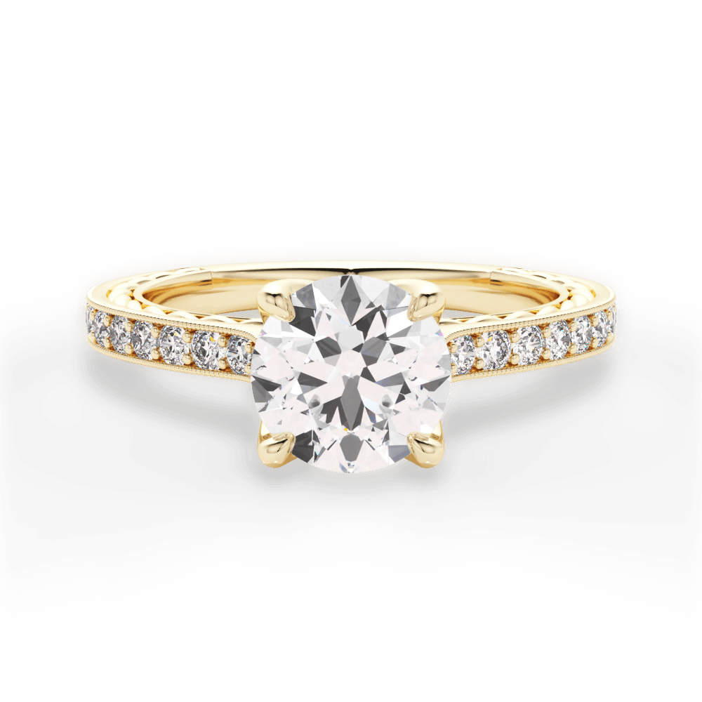 Gilda Round Cut Lab Grown Diamond 18Kt Yellow Gold Engagement Ring