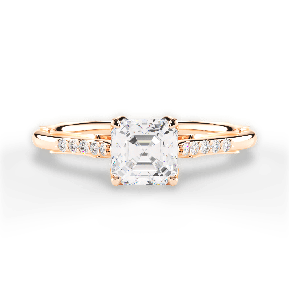 Christina Asscher Cut Lab Grown Diamond 18Kt Rose Gold Engagement Ring