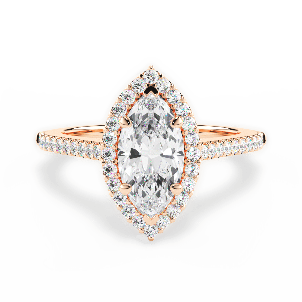Jeanne Marquise Cut Lab Grown Diamond 18Kt Rose Gold Engagement Ring