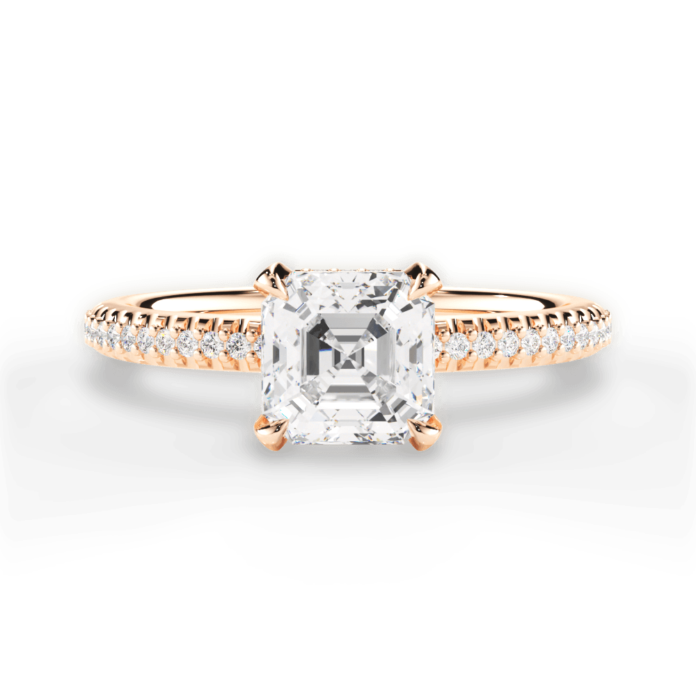 Helen Asscher Cut Lab Grown Diamond 18Kt Rose Gold Engagement Ring