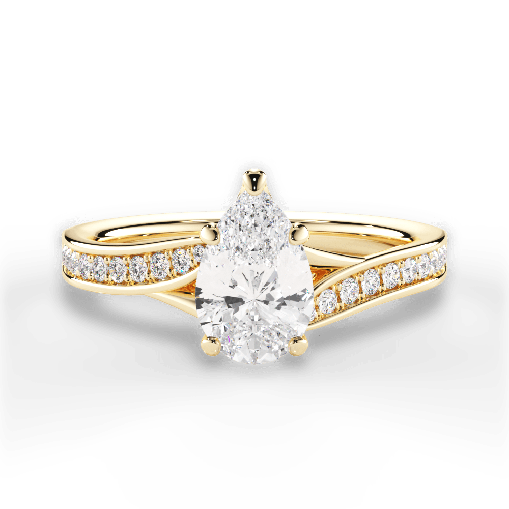 Elise Pear Cut Lab Grown Diamond 18Kt Yellow Gold Engagement Ring