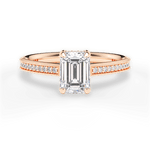 Janet Emerald Cut Lab Grown Diamond 18Kt Rose Gold Engagement Ring