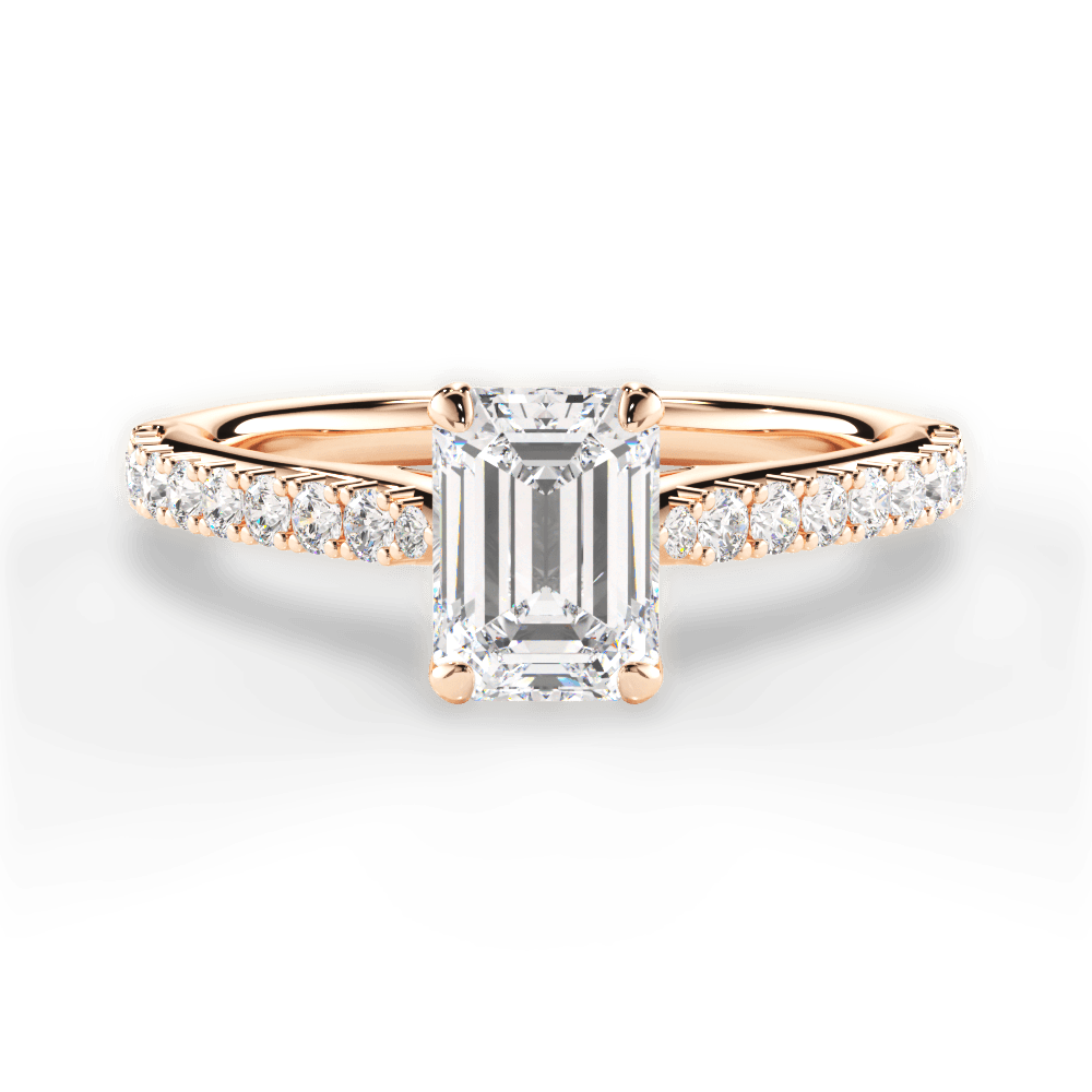 Frances Emerald Cut Lab Grown Diamond 18Kt Rose Gold Engagement Ring