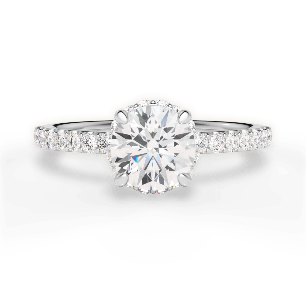 Isabella Round Cut Lab Grown Diamond 14Kt White Gold Engagement Ring